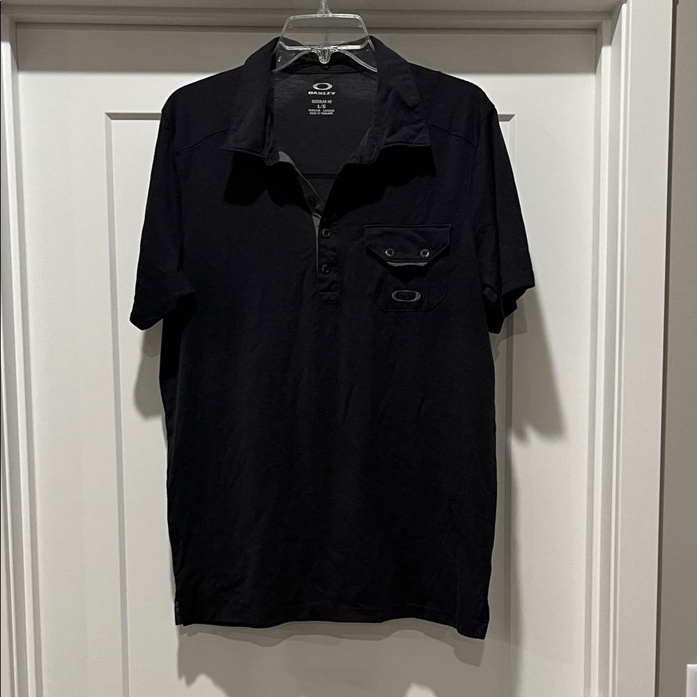 Oakley Black Polo Shirt with Pocket Detail